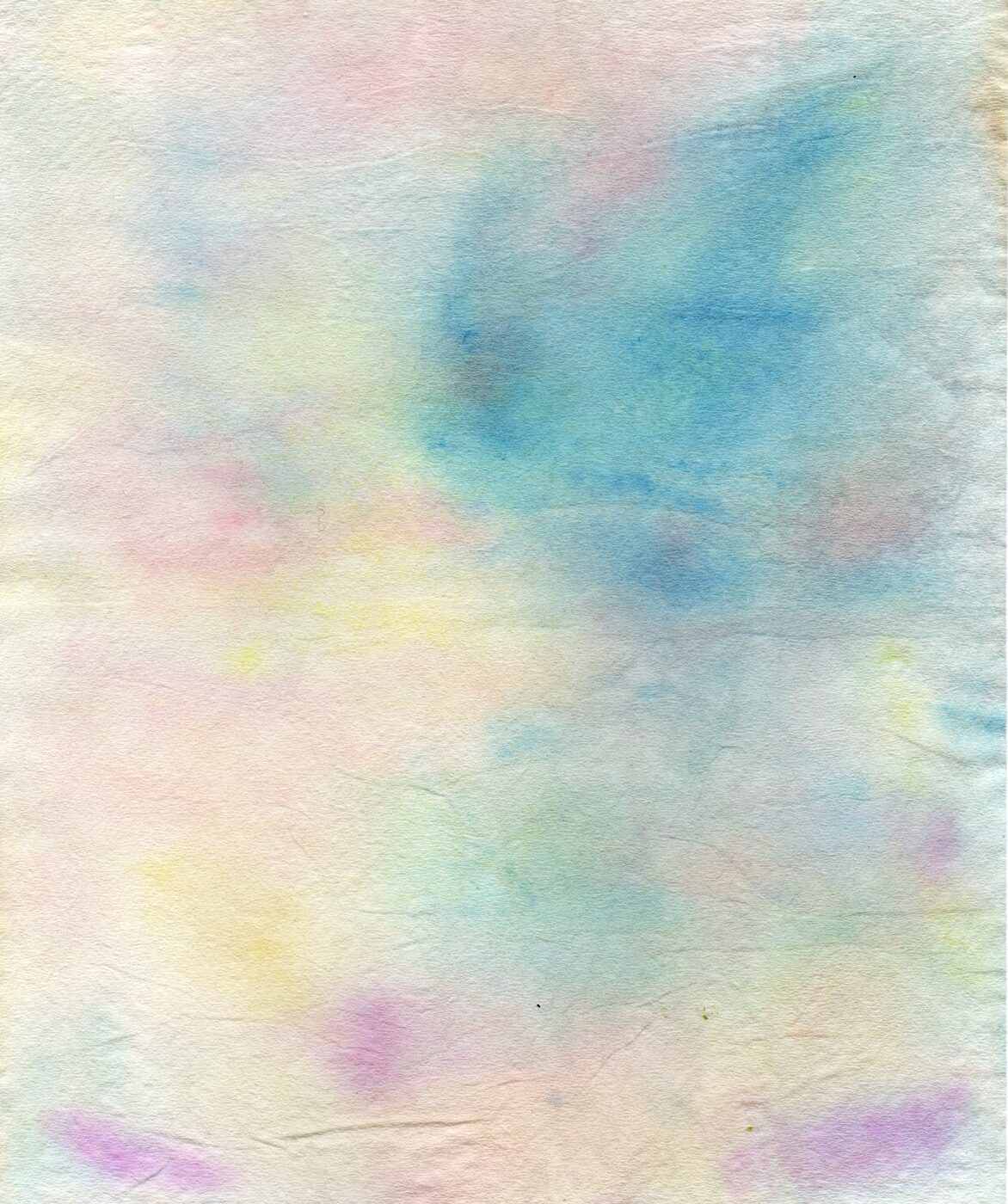 Watercolour on textured paper. Rich colour saturation with blues, pinks, and warm tones.